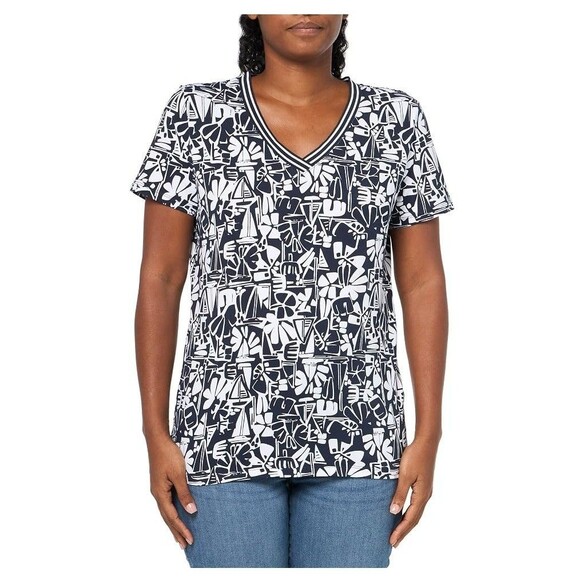 Nautica Tops - Nautica Womens S Night Sky Printed V Neck Short Sleeve T Shirt Top NWT CC66